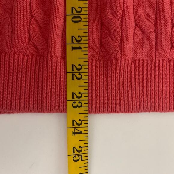 TALBOTS Sweater M‎ Cable Knit Lambswool Blend Coral Crew Neck Classic Timeless - Picture 11 of 11